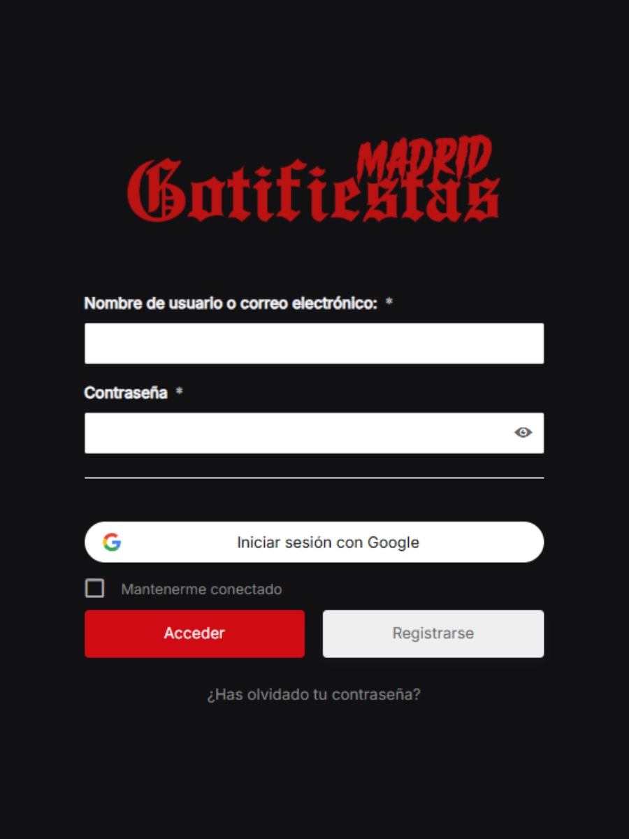 Menú de Login